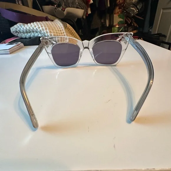 Clear Cat Eye Jeweled Kohl & Kaftans Pared Sunglasses display picture 2